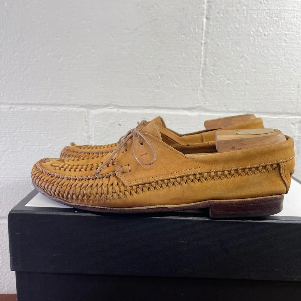 BUTTERO Men's Brown‎ Woven Brown Leather Huarache Dress Shoes Size 43 EU/10 US